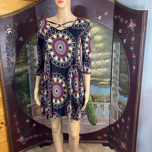 Mandala Print Mini Dress Small - Picture 1 of 8
